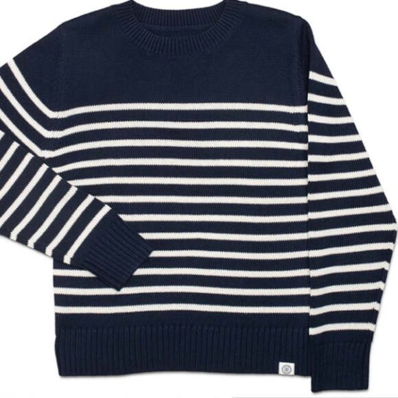 Long Wharf Supply Women's Sconset SeaWell Stripe Sweater Blue White XL - Picture 1 of 15